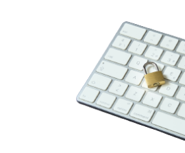 teclado de ordenador blanco con un candado